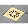 Kingston Brass BSF4161PB Watercourse Sunburst 4" Square Grid Shower Drain, Brass BSF4161PB